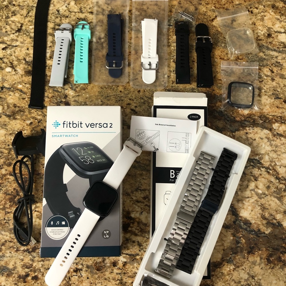 Fitbit Versa 2 with accessories